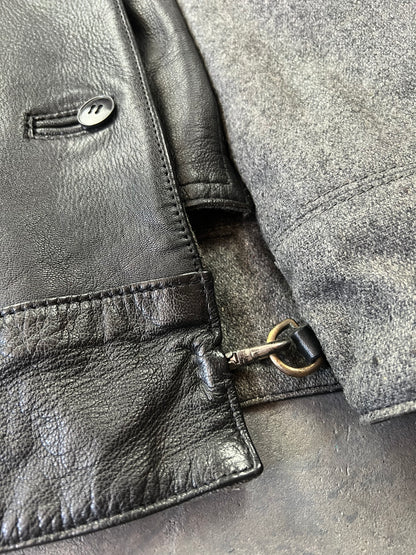 Swedish Army Motorcycle Leather Biker Jacket 90's [Size: M]
