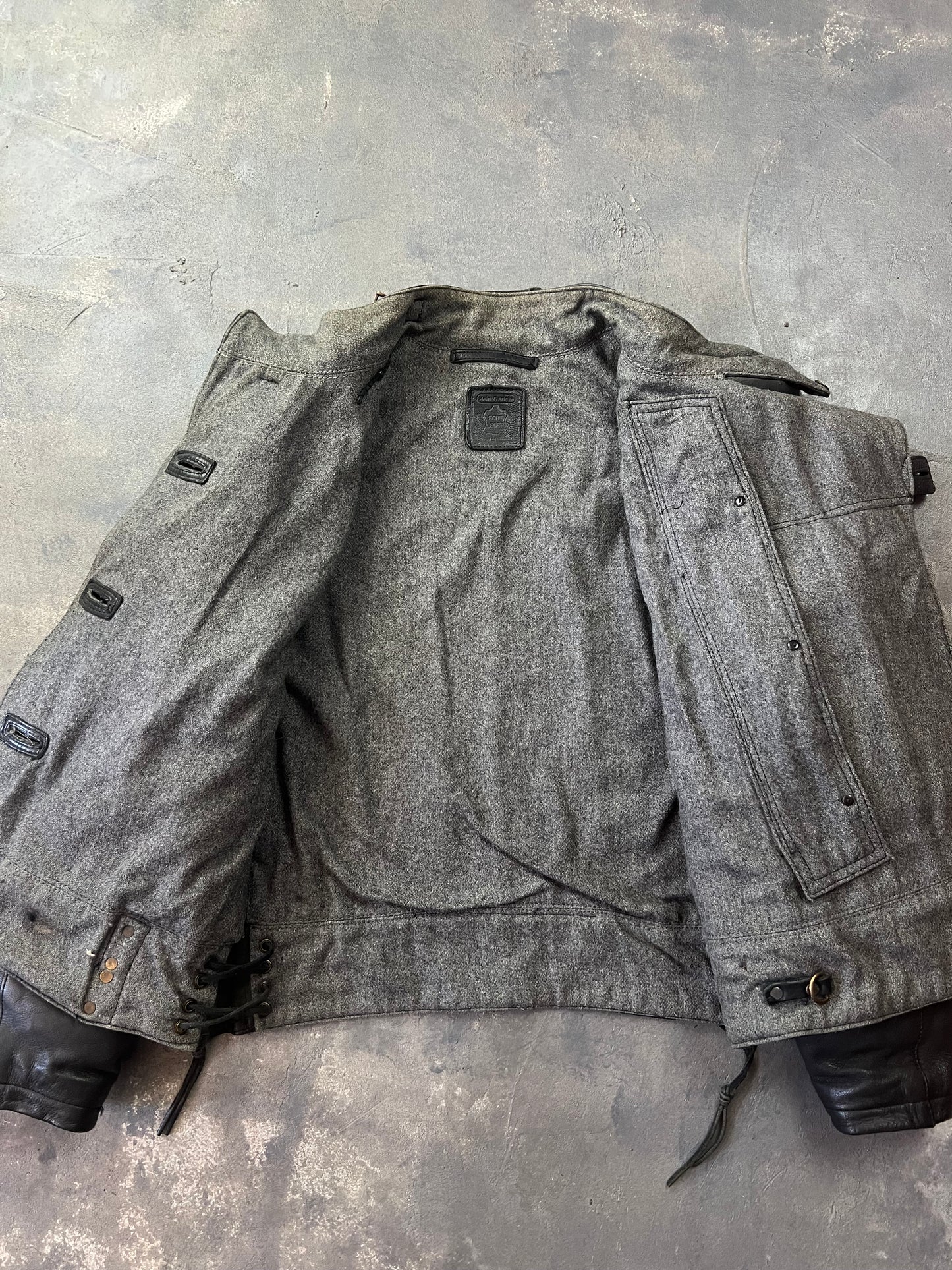Swedish Army Motorcycle Leather Biker Jacket 90's [Size: M]