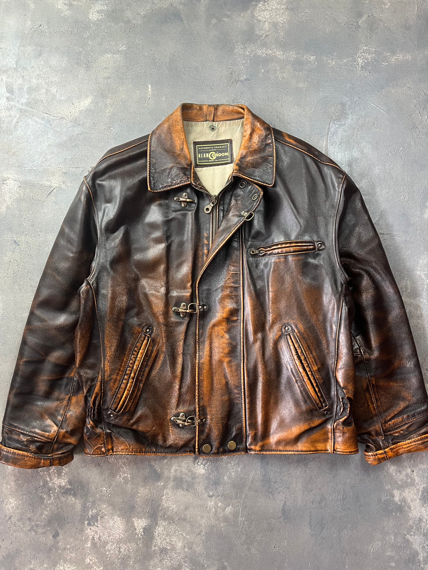 Alan Gordon Leather Jacket Natural Fade [Size: XL]
