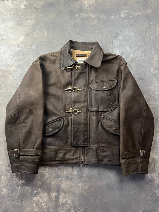 Vintage Leather Fireman Jacket Soviet urbantribe (L)