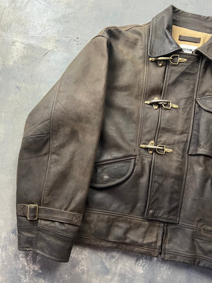 Vintage Leather Fireman Jacket Soviet urbantribe [Size: L]