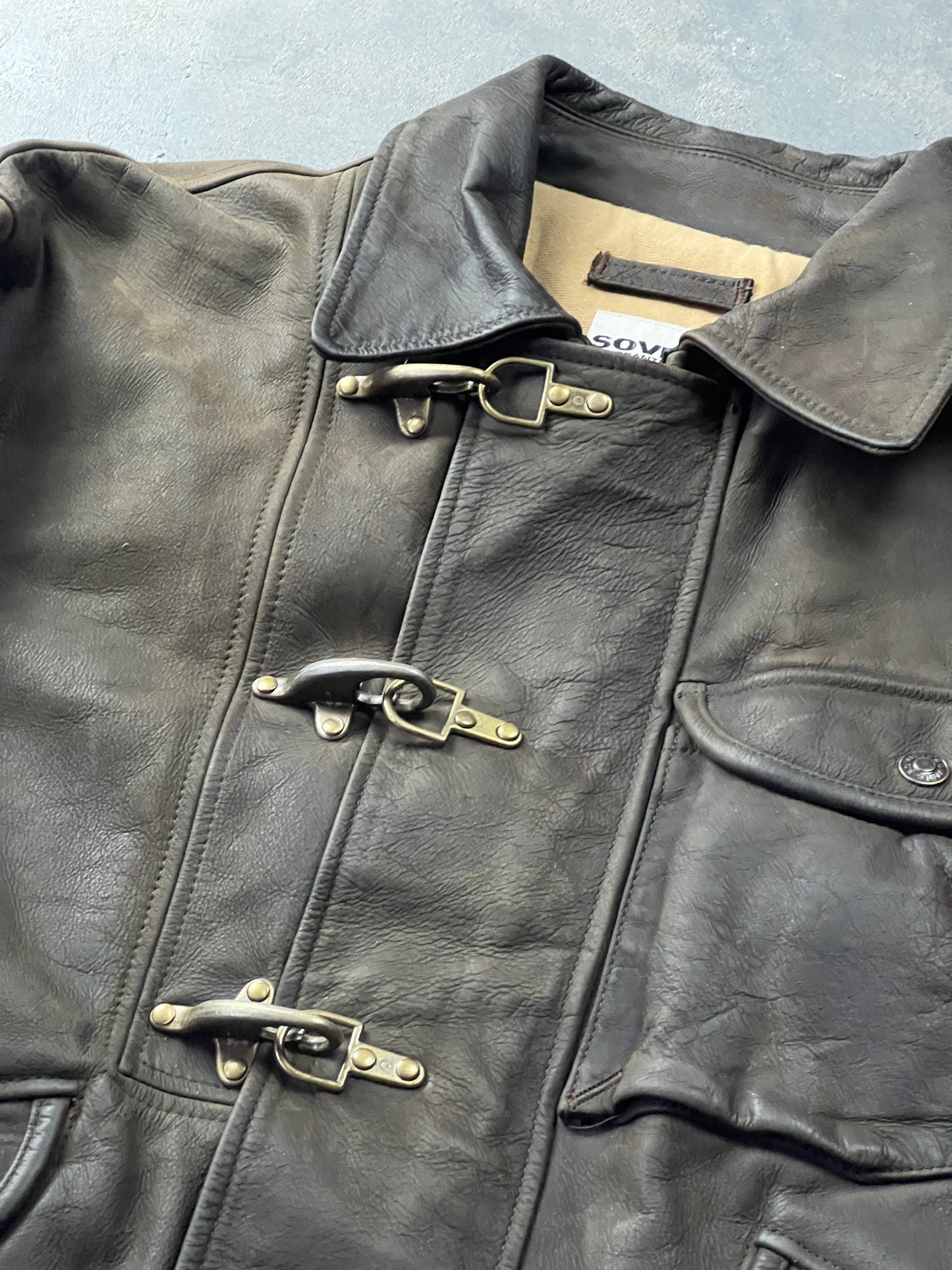 Vintage Leather Fireman Jacket Soviet urbantribe [Size: L]