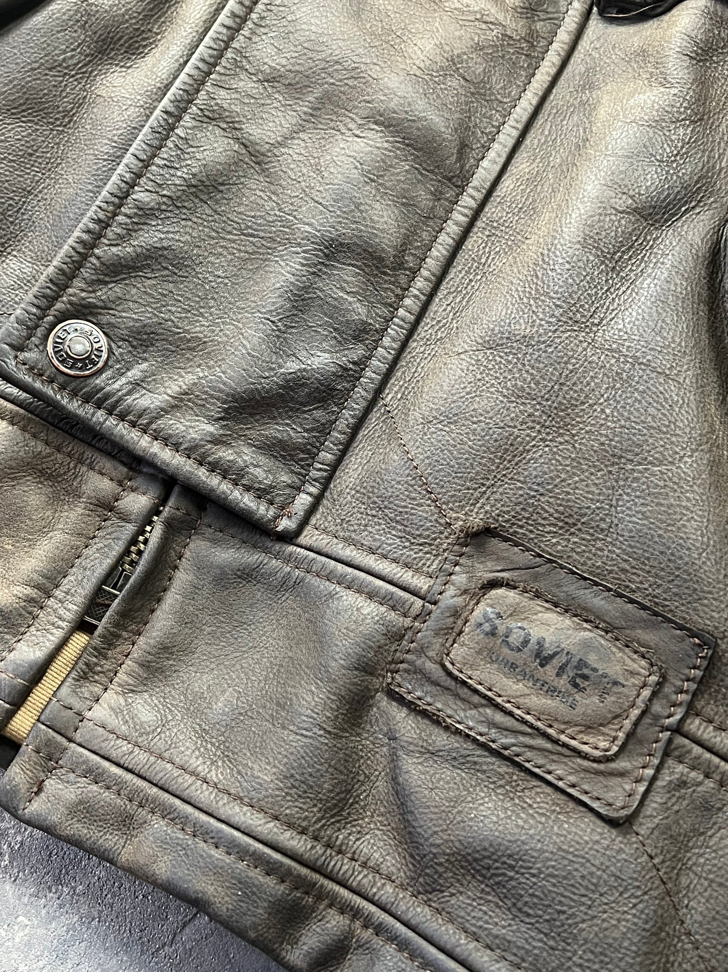 Vintage Leather Fireman Jacket Soviet urbantribe [Size: L]