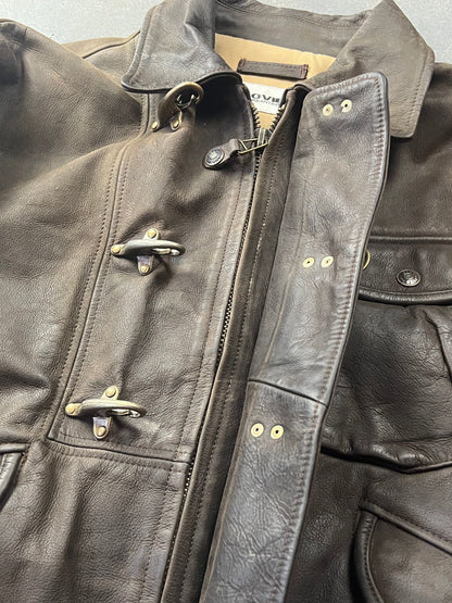 Vintage Leather Fireman Jacket Soviet urbantribe [Size: L]