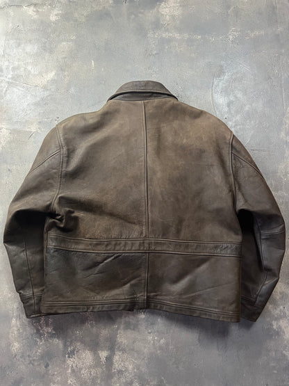 Vintage Leather Fireman Jacket Soviet urbantribe [Size: L]