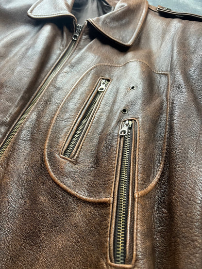 Natural Fade Leather Jacket Made in Italy [Size: XXL]