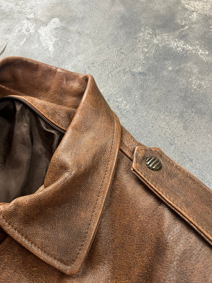Natural Fade Leather Jacket Made in Italy [Size: XXL]