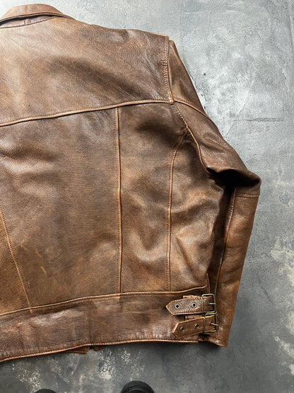 Natural Fade Leather Jacket Made in Italy [Size: XXL]