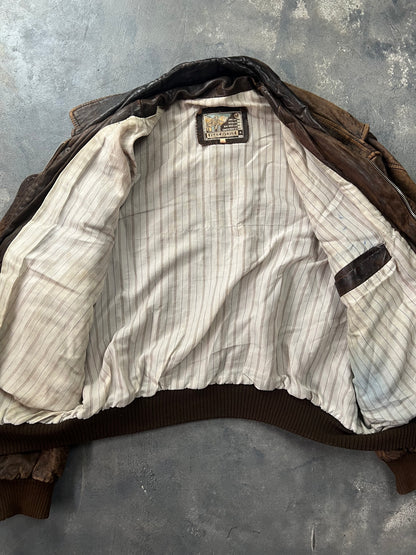 Aviator A-2 Leather Jacket 80's Natural Fade [Size: XL]