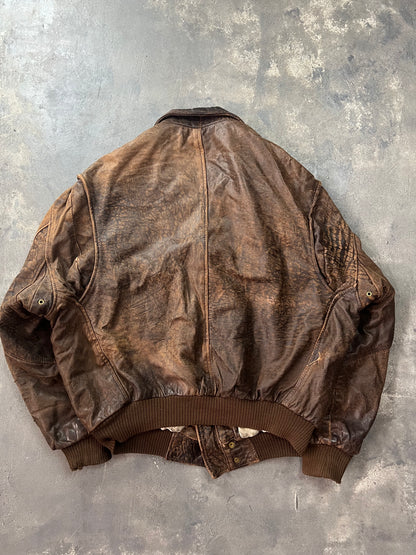 Aviator A-2 Leather Jacket 80's Natural Fade [Size: XL]