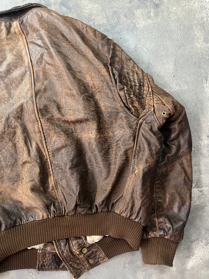 Aviator A-2 Leather Jacket 80's Natural Fade [Size: XL]