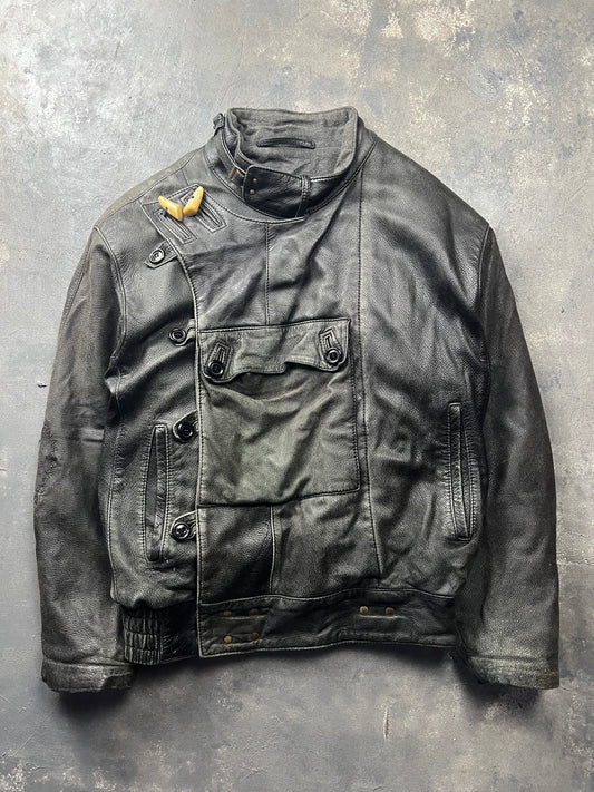 Swedish Army Motorcycle Leather Jacket 80’s [Size: L]