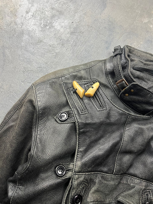 Swedish Army Motorcycle Leather Jacket 80’s [Size: L]