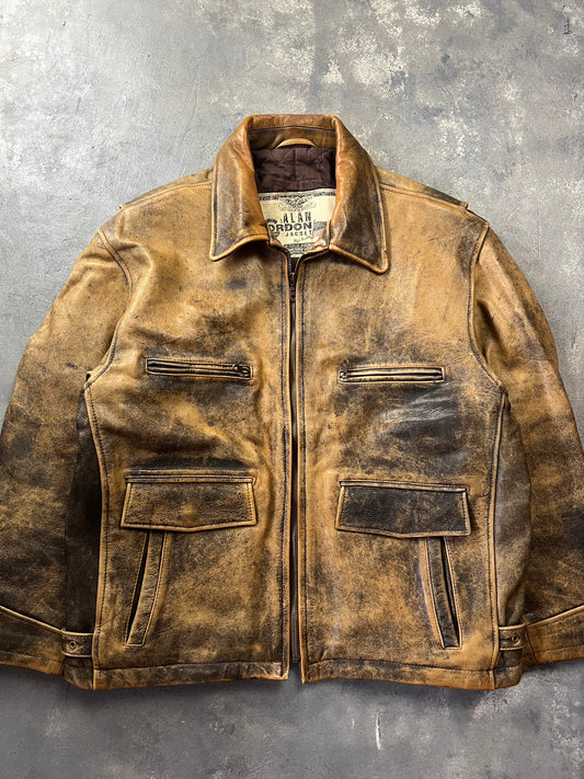 Alan Gordon Natural Fade 80's Leather Jacket (L)