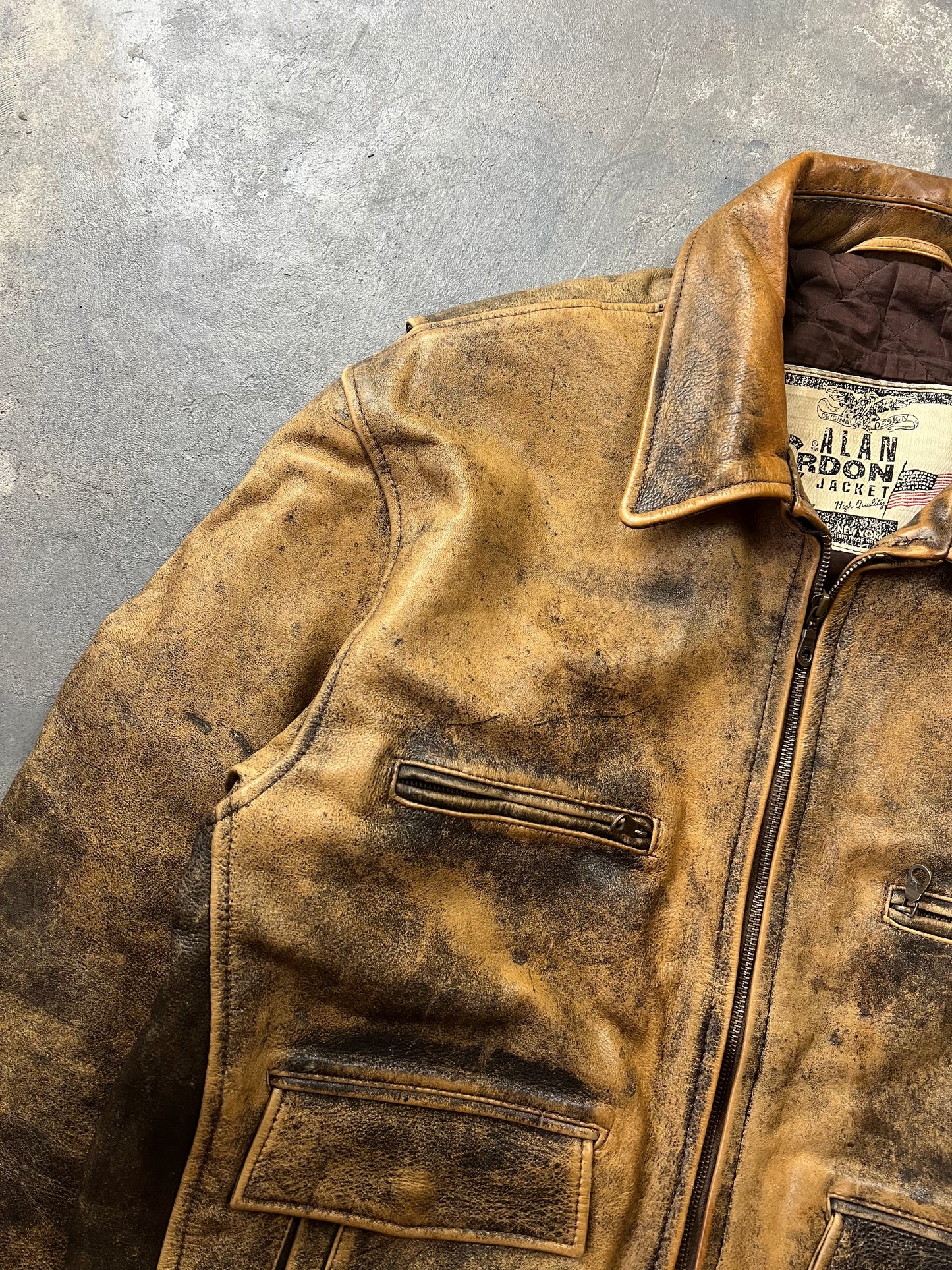 Alan Gordon Natural Fade 80's Leather Jacket [Size: L]