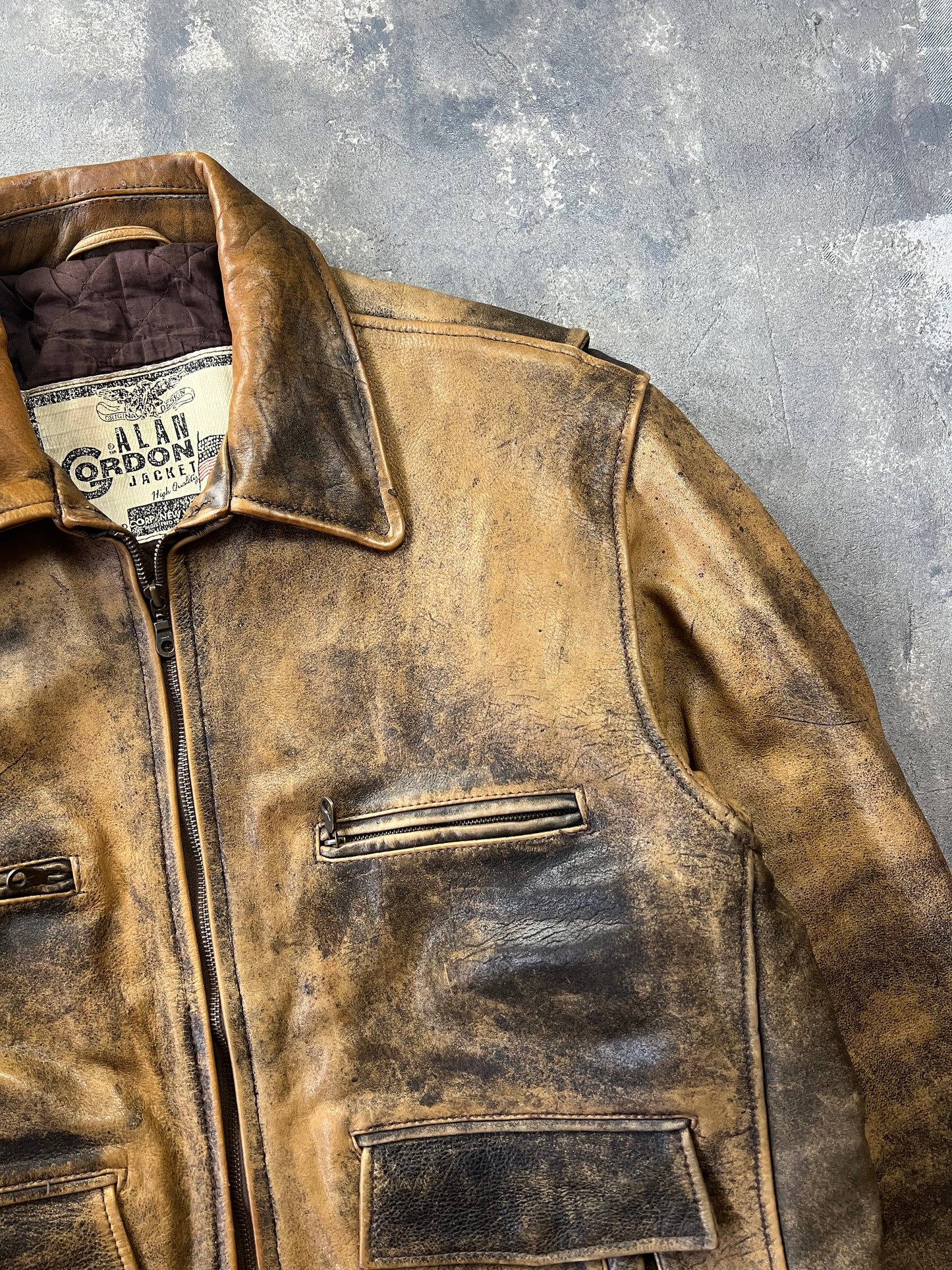 Alan Gordon Natural Fade 80's Leather Jacket [Size: L]
