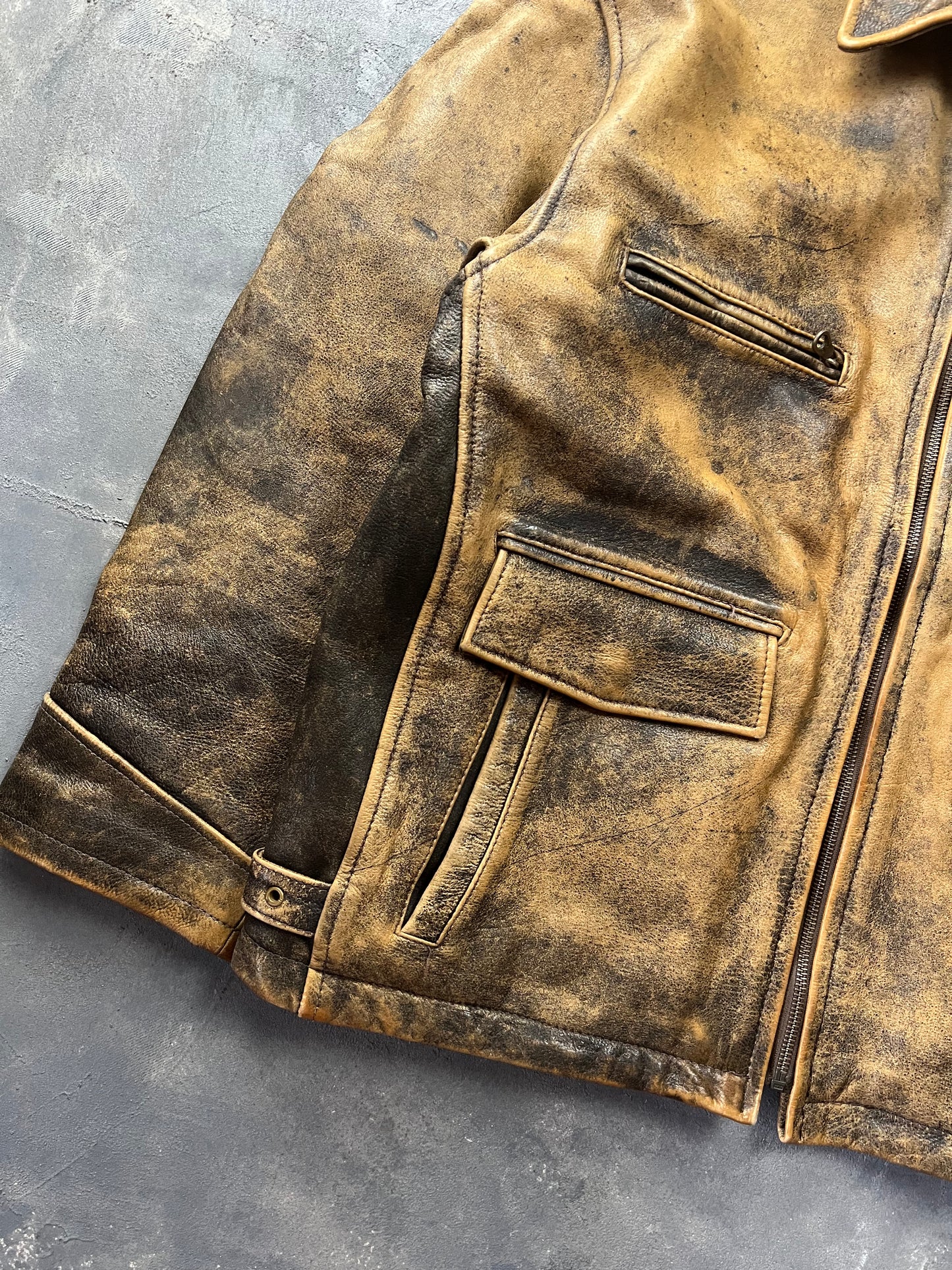 Alan Gordon Natural Fade 80's Leather Jacket [Size: L]