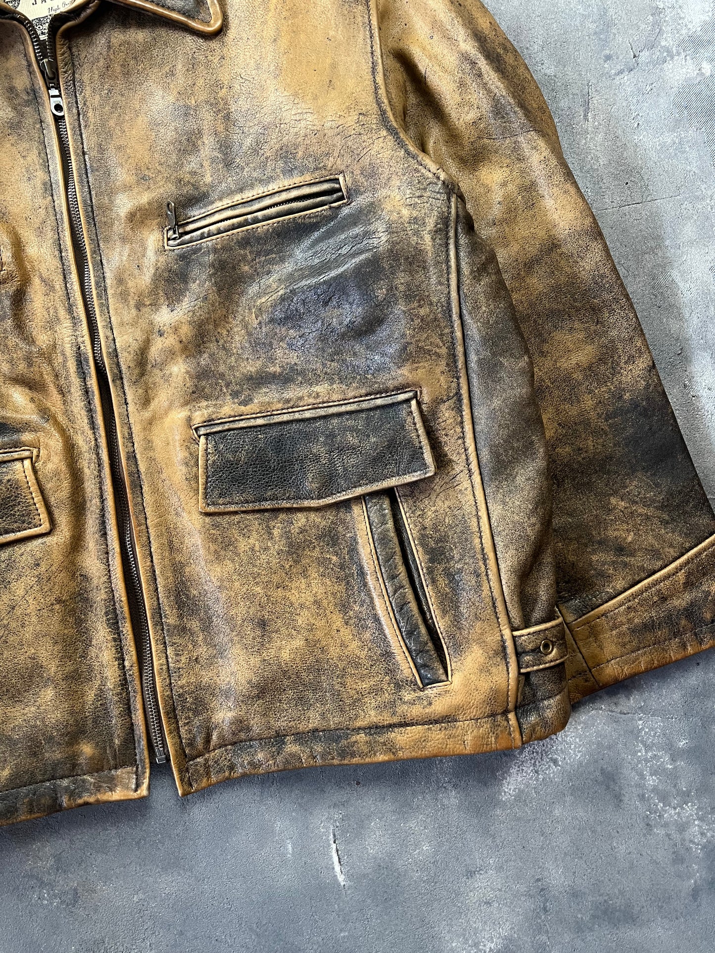 Alan Gordon Natural Fade 80's Leather Jacket [Size: L]