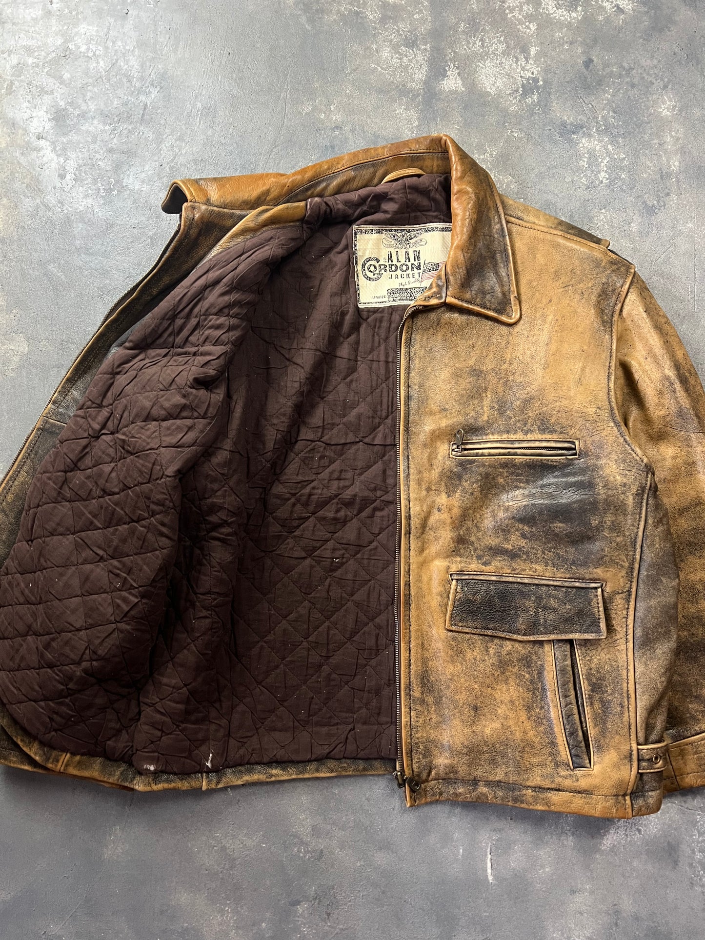 Alan Gordon Natural Fade 80's Leather Jacket [Size: L]