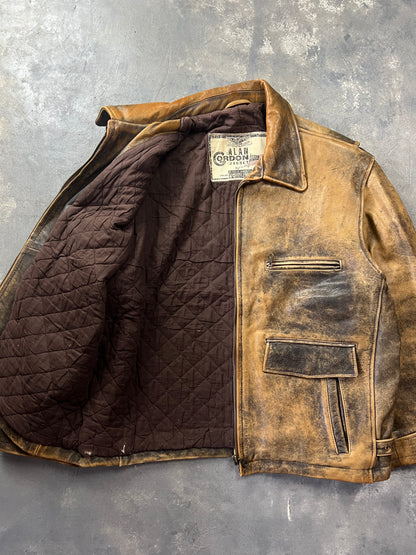 Alan Gordon Natural Fade 80's Leather Jacket [Size: L]