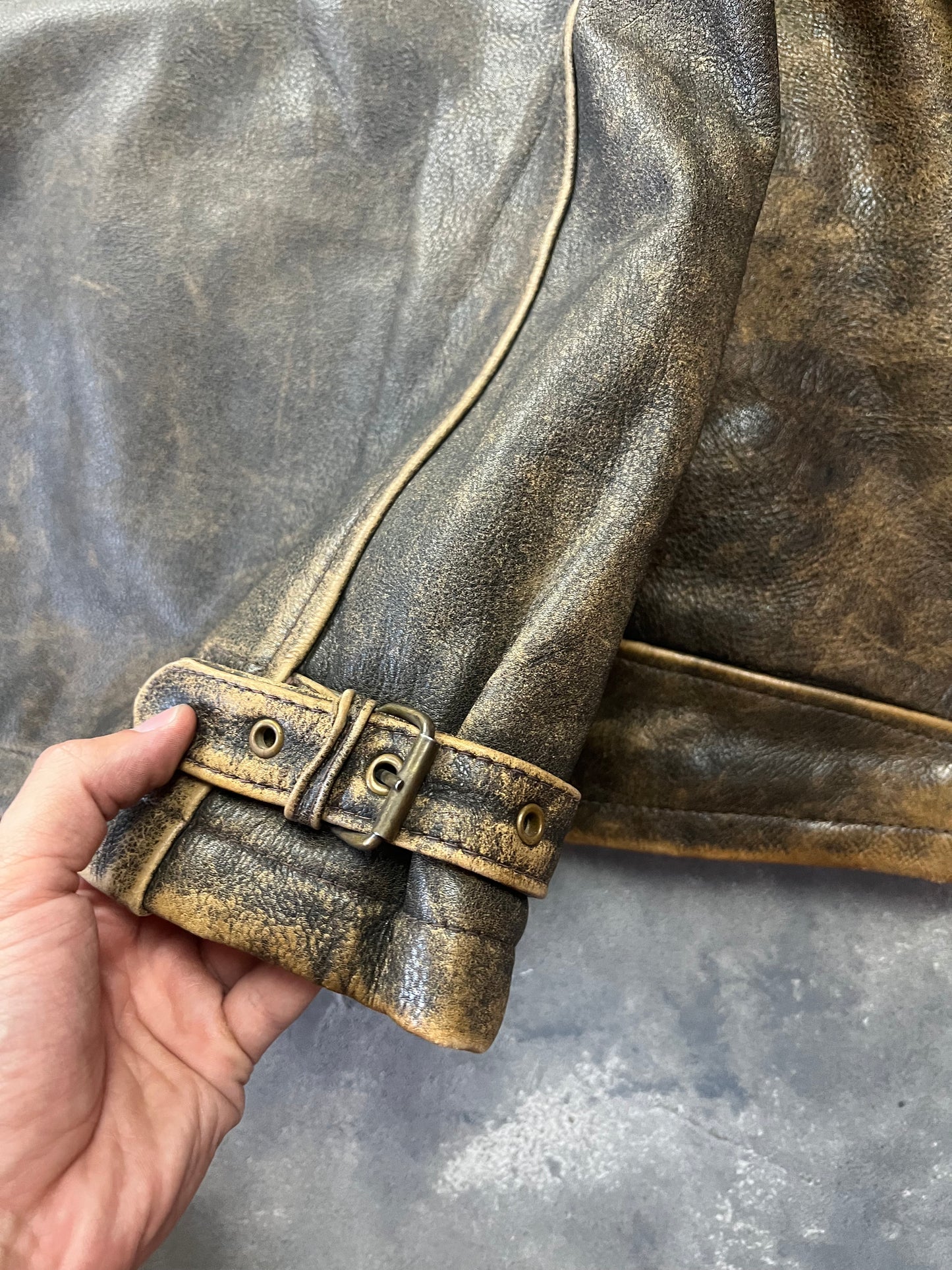 Alan Gordon Natural Fade 80's Leather Jacket [Size: L]